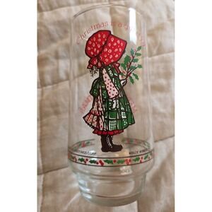Vintage HOLLY HOBBIE Christmas Glass Coca Cola Gift Of Joy‎